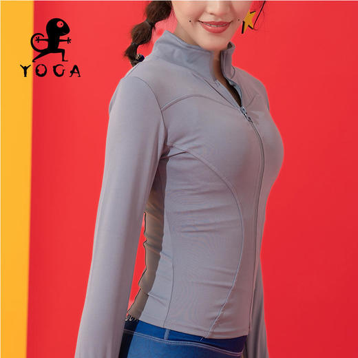【七十二小时发货】壁虎瑜伽【2109SY104】拉链立领长袖外套（无胸垫） 商品图2