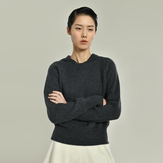 2021年新款纯山羊绒圆领短款廓形套头衫 商品图2