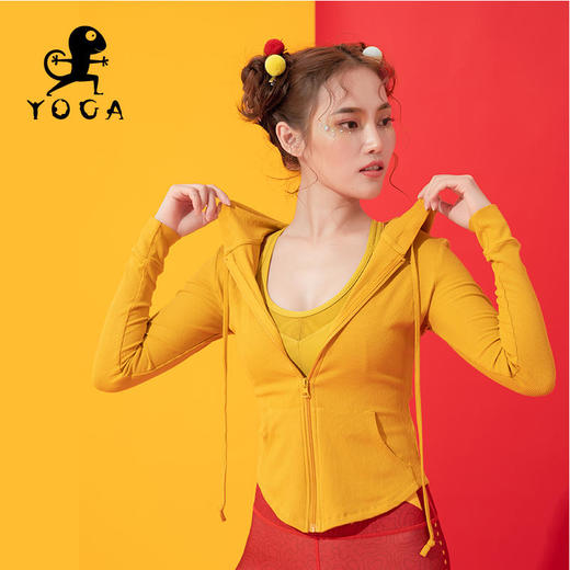 【七十二小时发货】壁虎瑜伽【2109SY101】长袖连帽拉链外套（无胸垫） 商品图5