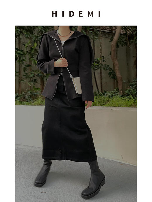 HIDEMI 炭黑色水洗厚牛仔套装 衬衫/半身裙 商品图9