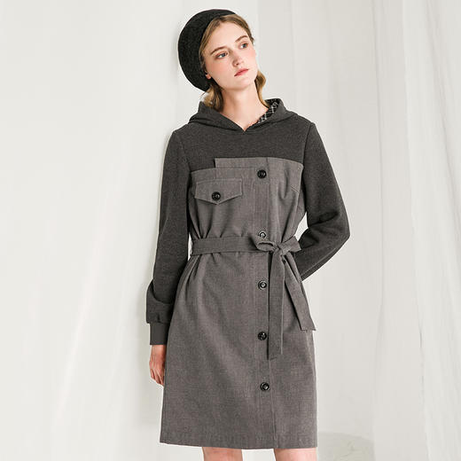 famecoco范可儿别致连衣裙女士不规则假两件毛衣裙F218FA009 商品图2