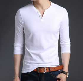 【服饰鞋包】秋冬青年简约棉质修身T恤上衣