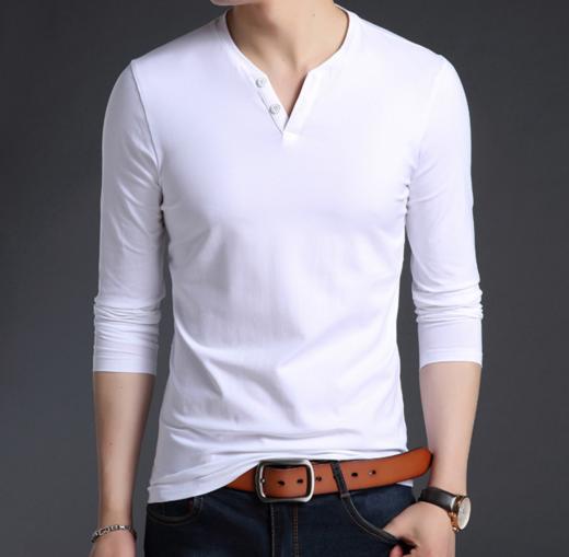 【服饰鞋包】秋冬青年简约棉质修身T恤上衣 商品图0