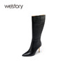 westory2021秋季新款欧美尖头高跟长靴鳄鱼纹时装靴W21DQ81101 商品缩略图1