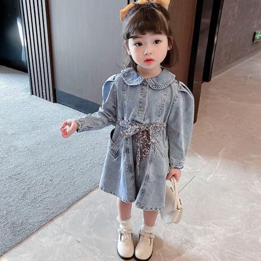 女童牛仔连衣裙春秋洋气韩版新款女宝宝小童儿童时髦公主春装 商品图4
