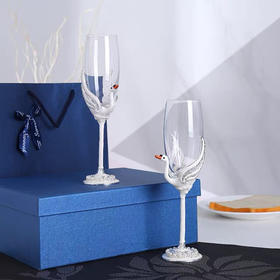 钻石💎无铅水晶-欧式珍珠水晶天鹅香槟酒杯礼盒-会员6折