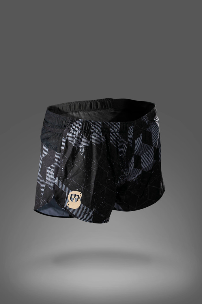 严素跑步运动短裤,立体方块,男/女款,带内衬,轻量,速干,透气,附袋 严素态度