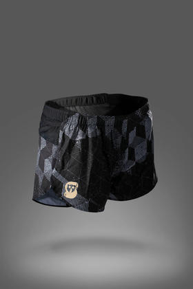 严素跑步运动短裤,立体方块,男/女款,带内衬,轻量,速干,透气,附袋 严素态度