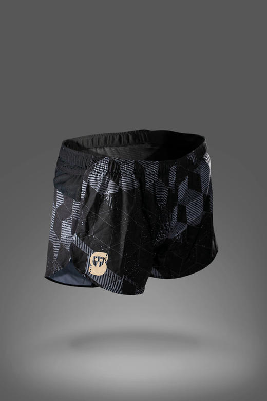 严素跑步运动短裤,立体方块,男/女款,带内衬,轻量,速干,透气,附袋 严素态度 商品图0