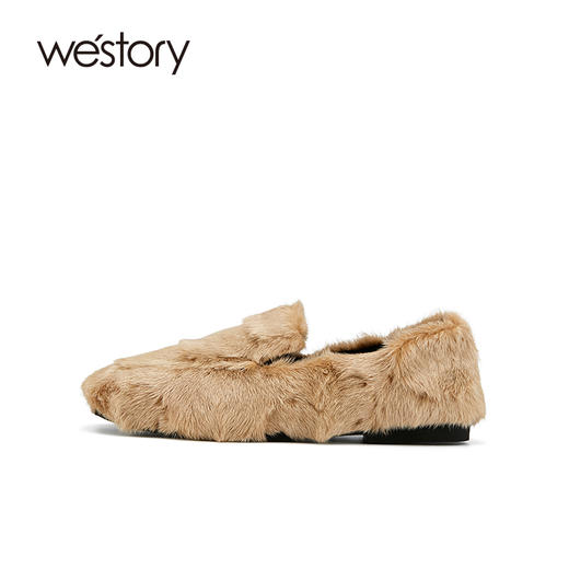 westory2021秋冬新款水貂毛豆豆鞋一脚蹬女鞋S21CM73761 商品图1
