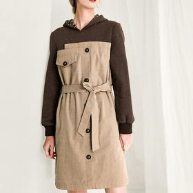 famecoco范可儿别致连衣裙女士不规则假两件毛衣裙F218FA009