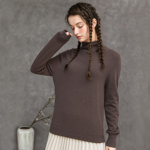 famecoco范可儿优雅针织衫纯色修身打底衫女复古羊毛衫F218DC007 商品图1