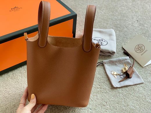 H菜篮子手缝蜡线-棕色金扣 商品图7