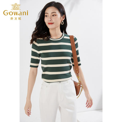 乔万尼新品针织衫修身显瘦条纹舒适透气EI3M257 商品图2