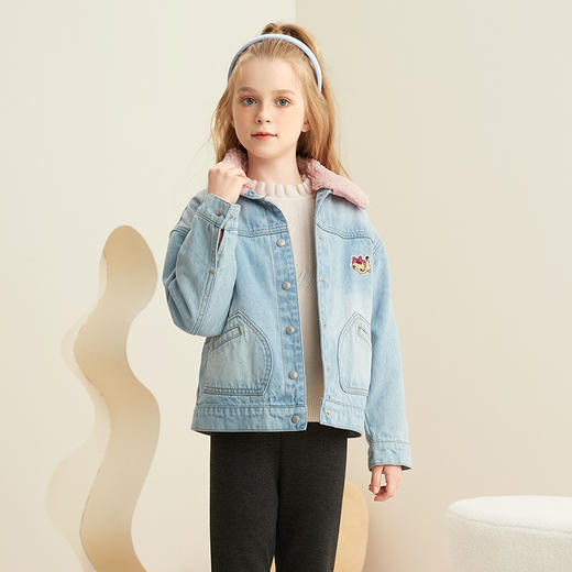 【童装加绒加厚牛仔外套】21年秋冬新品女童水洗牛仔外套加绒内胆保暖外套 商品图4