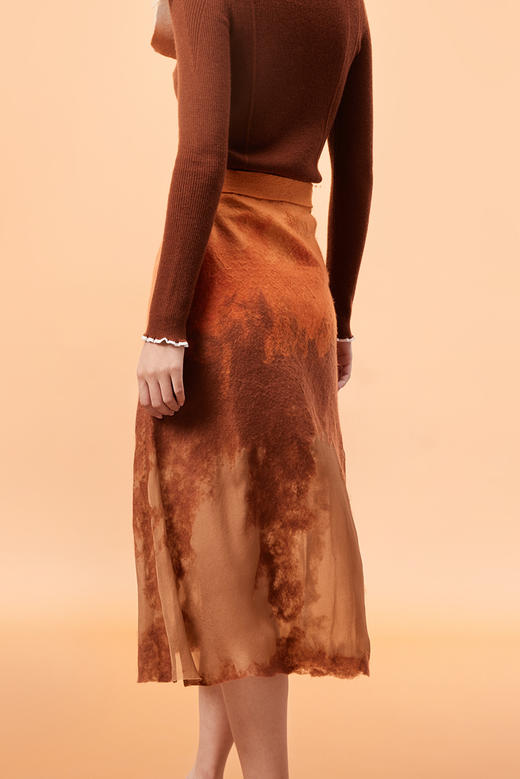  真丝羊绒相拼手工毛毡半身裙 SJF93W335N 商品图2