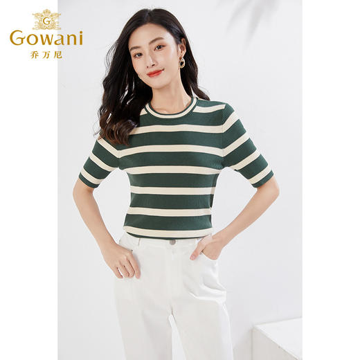 乔万尼新品针织衫修身显瘦条纹舒适透气EI3M257 商品图1