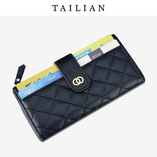 【服饰鞋包】泰莉安Tailian女士钱包绣线多卡位拉链袋长款钱包女士 商品图3