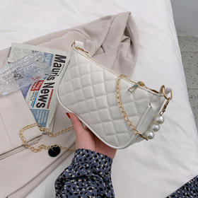 【服饰鞋包】腋下包绣线菱格女士单肩包斜挎女包 夏季新款包包女珍珠链条