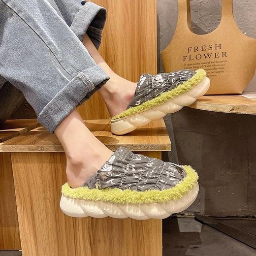 羽绒棉拖鞋女男家居家用包跟毛毛绒情侣秋冬季室内保暖冬天厚底 商品图1