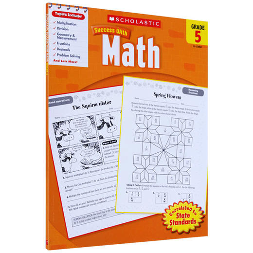 美国小学五年级数学练习册 学乐英语教材英文原版 Scholastic Success with Math 5 学乐成功系列 小学生家庭练习册英文版进口书籍 商品图1