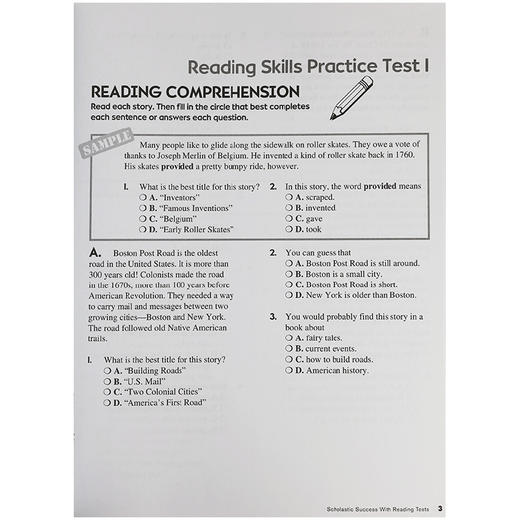 小学三至六年级学乐英语阅读测试 英文原版英语教材 Scholastic Success With Reading Tests 3456 学乐成功系列 小学生家庭练习册 商品图3