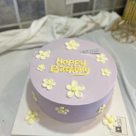 小雏菊简约手绘·紫色小清新（蛋糕需提前6小时下单，不接急单）【页面往下拉，有尺寸和口味选择】