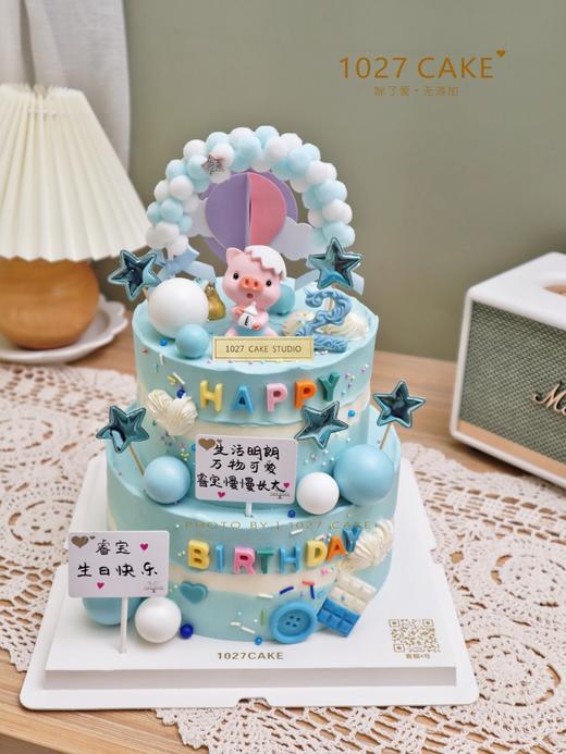 1027CAKE | 猪猪 双层款式 满月 周岁 粉色 蓝色 商品图4