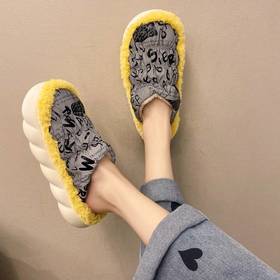 羽绒棉拖鞋女男家居家用包跟毛毛绒情侣秋冬季室内保暖冬天厚底