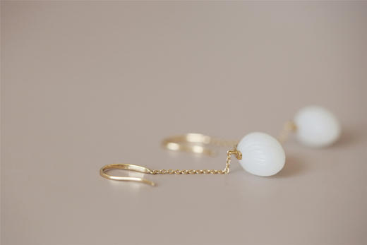 Qinny | 海石佳话｜ 18K金和田白玉贝壳  耳环耳饰 商品图4