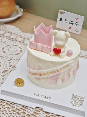 1027CAKE|  翻糖皇冠 简约 小熊主题 粉色系