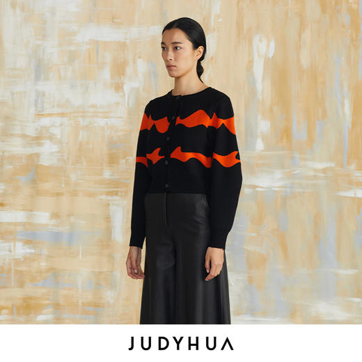 JUDYHUA 波纹提花廓形羊毛开衫 商品图1