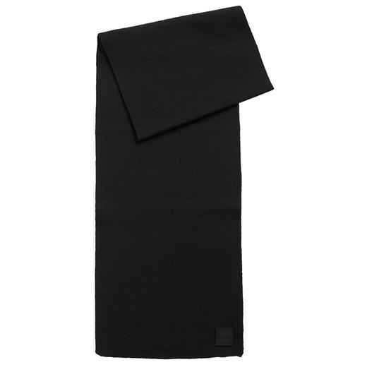 HUGO BOSS 雨果博斯秋冬男女同款黑色标牌羊毛混纺保暖丝巾围巾 50438867-001 商品图3