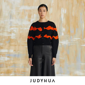 JUDYHUA 波纹提花廓形羊毛开衫