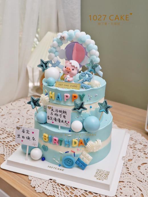 1027CAKE | 猪猪 双层款式 满月 周岁 粉色 蓝色 商品图2