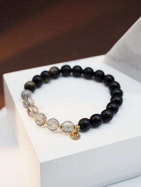 【有光】天然金曜石黑发晶