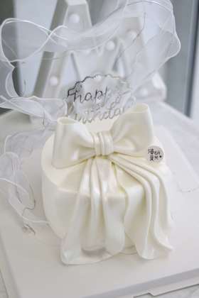 【生日蛋糕】白色翻糖蝴蝶结款