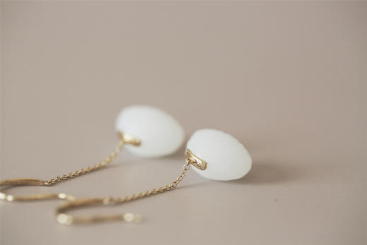 Qinny | 海石佳话｜ 18K金和田白玉贝壳  耳环耳饰 商品图5