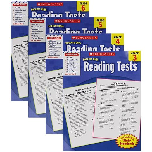 小学三至六年级学乐英语阅读测试 英文原版英语教材 Scholastic Success With Reading Tests 3456 学乐成功系列 小学生家庭练习册 商品图1