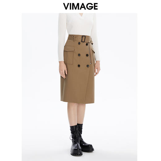VIMAGE纬漫纪秋冬新款高腰时尚包臀裙半裙半身裙V1606212 商品图2