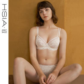 HSIA遐 内衣女超薄款Lily性感珠光蕾丝双肩带上托bra大胸显小文胸