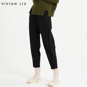 VIVIAN LIU D2157501 2021秋女装新款松紧腰哈伦休闲针织九分裤