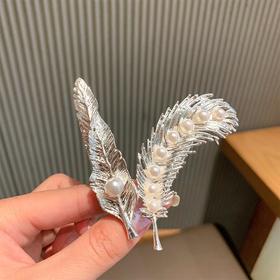 韩国超仙羽毛发夹子女气质百搭发卡简约刘海边夹洋气侧边优雅头饰