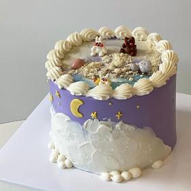 1027CAKE|   紫色系 ins风  立体小熊装饰