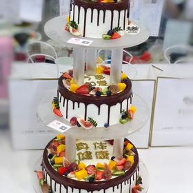 巧克力淋面水果蛋糕（提前1天预定）字为巧克力原色 不使用金粉