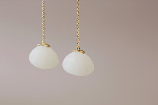 Qinny | 海石佳话｜ 18K金和田白玉贝壳  耳环耳饰 商品图3