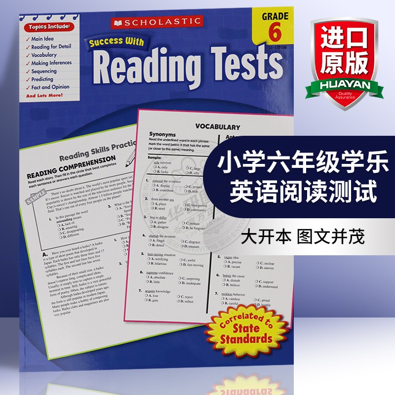 小学六年级学乐英语阅读测试 英文原版英语教材 Scholastic Success With Reading Tests 6 学乐成功系列 小学生家庭练习册英文版