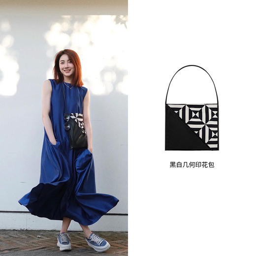 HIDEMI几何设计感黑白印花背包 商品图9