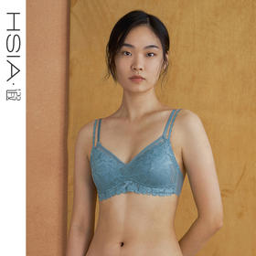 HSIA遐 无钢圈内衣女法式三角杯Lily蕾丝显胸防凸点bra双肩带文胸