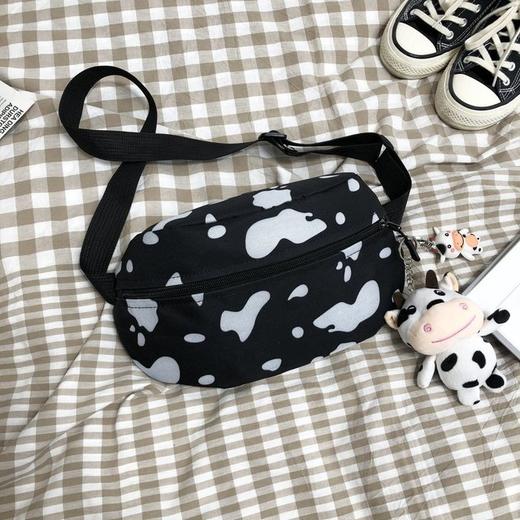 【服饰鞋包】时尚奶牛纹帆布女包洋气学生上课斜挎包 商品图3